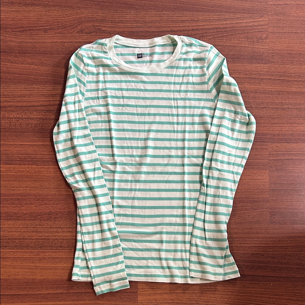 GAP Mint and White Striped Tee